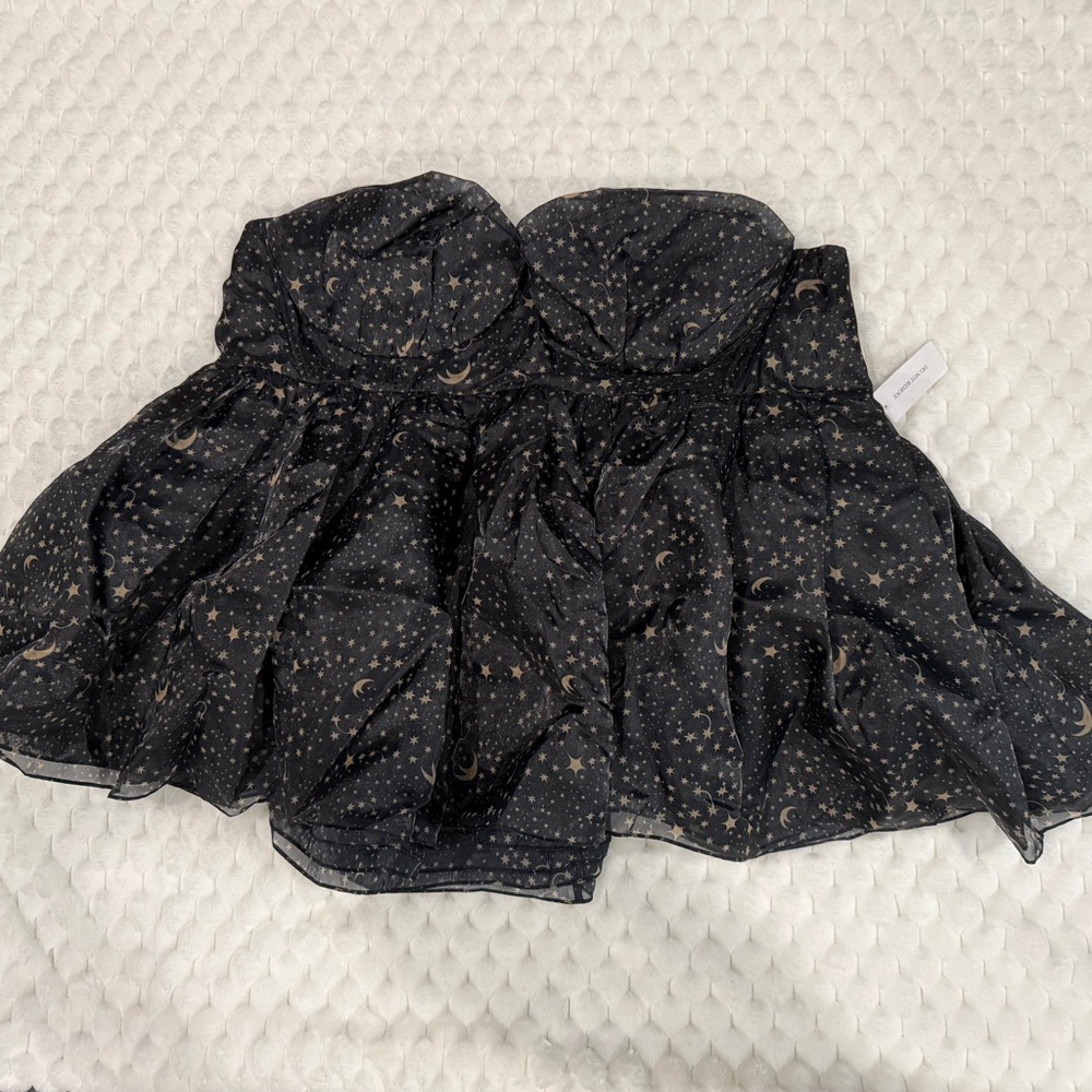 Plus Size Selkie Dark Navy, Black Celestial Mini Strapless Dress